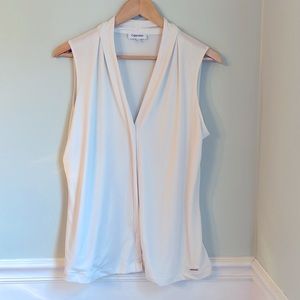 Calvin Klein White Sleeveless Blouse Size L